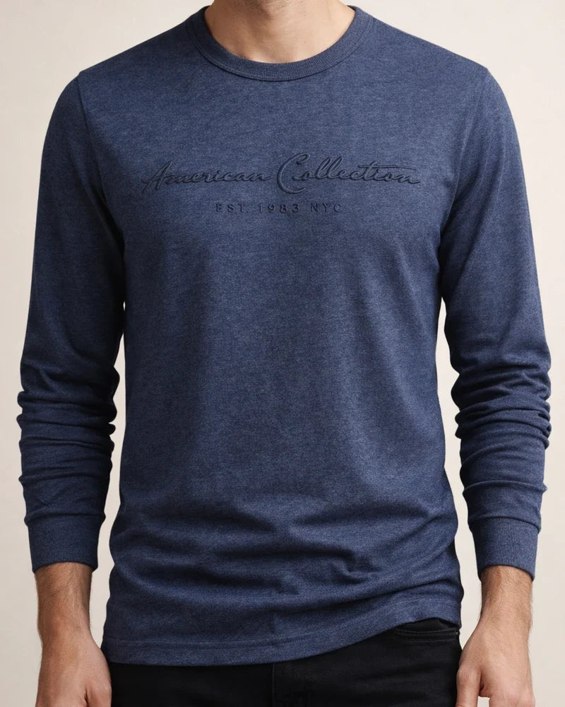 Men's New Solid Color T-Shirt Casual Crew Neck Cotton Letter Print Long Sleeve T-Shirt | JRSEE:1c8d488d-21e4-4fc6-a7b0-802f65a215d0