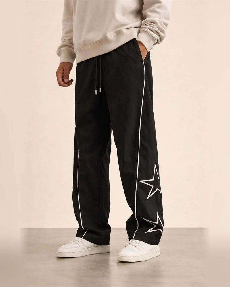 Men's New Style Five-Point Star Embroidered Casual Pants Vintage-Style Casual Trousers | JRSEE:1e905aeb-2c50-4efb-83f7-4db922a4f952