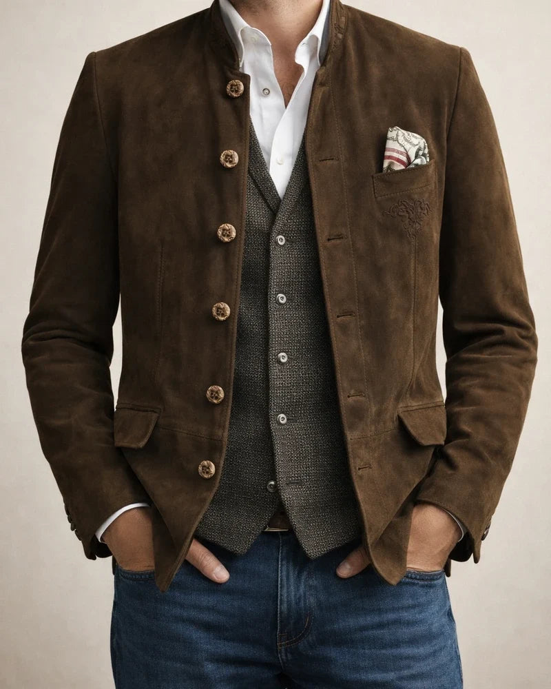 Men's New Suede Jacket Button Collar Men's Casual Solid Color Coat | JRSEE:da67dbc0-4992-4da9-8973-f511d2851bed
