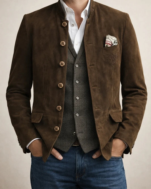 Men's New Suede Jacket Button Collar Men's Casual Solid Color Coat | JRSEE:da67dbc0-4992-4da9-8973-f511d2851bed