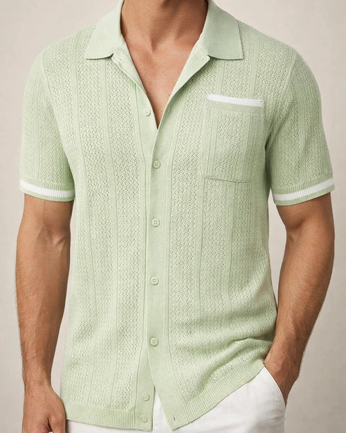 Men's New Summer Short-Sleeve Shirt with Openwork Design and Casual Turn-down Collar | JRSEE:d2291175-c38e-480b-bdcb-844dcf3cd7ef