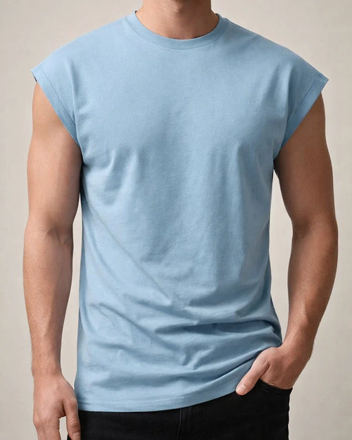 Men's New Summer Sleeveless Undershirt Men's Casual Solid-color Thin Section T-shirt Undershirt | JRSEE:c045ebd1-2162-4627-ad79-a1088b1b8be9