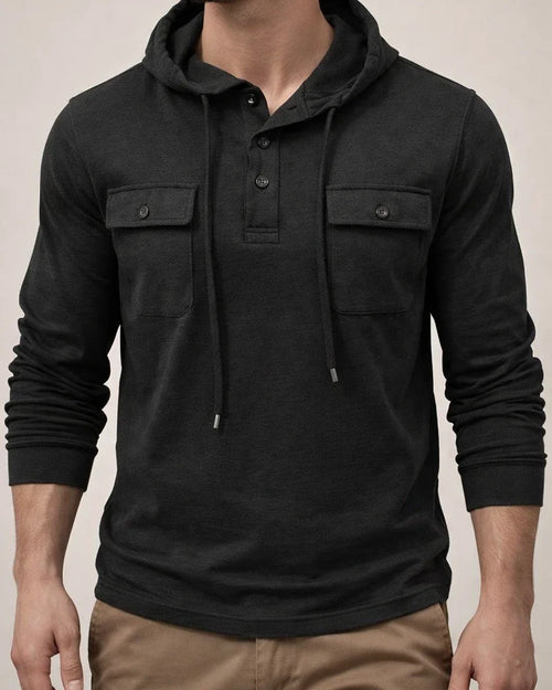 Men's Outdoor Hooded Sports Long Sleeve Drawstring Sweatshirt | JRSEE:250ef743-5123-40f7-ac5a-13d4e9cb7c04