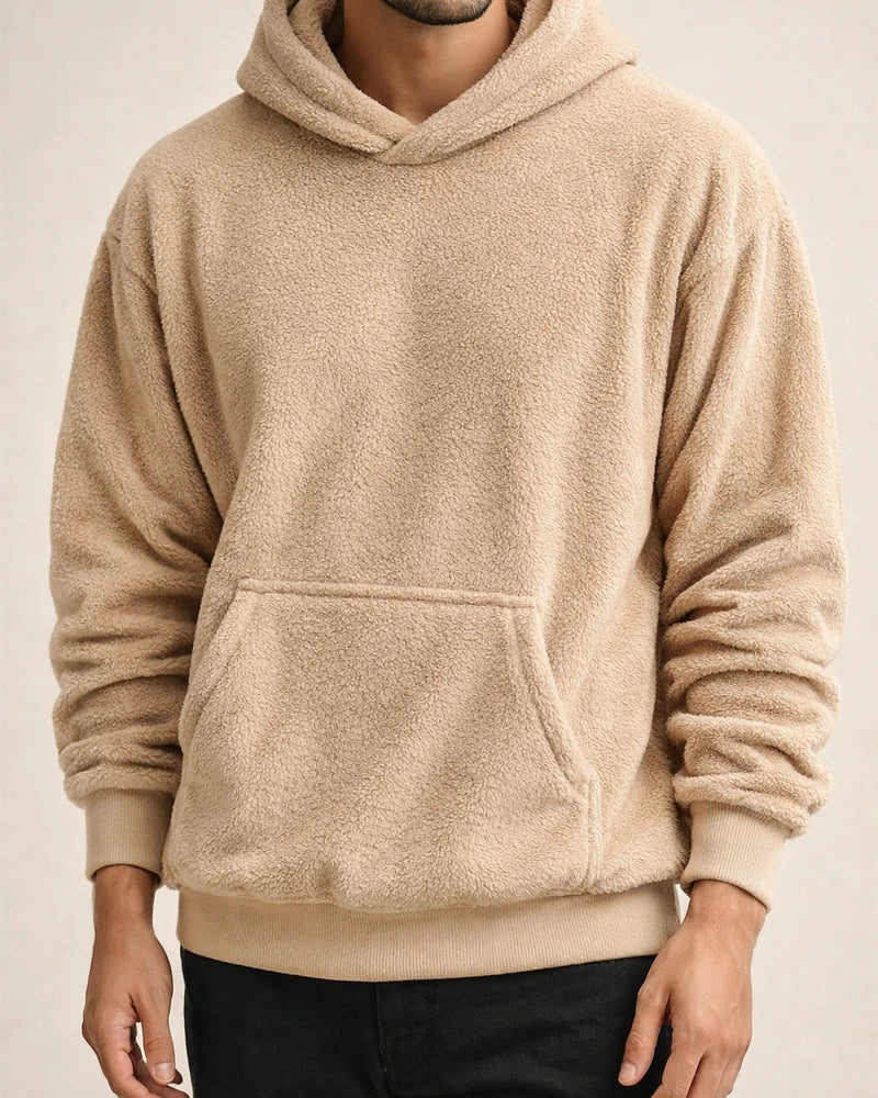 Men's Oversized American-Style Hooded Sweatshirt - Reversible Fleece Loose-Fit Casual Sweatshirt for Fall/Winter | JRSEE:9a134e79-32c8-4038-b13d-eecdc9b1df68
