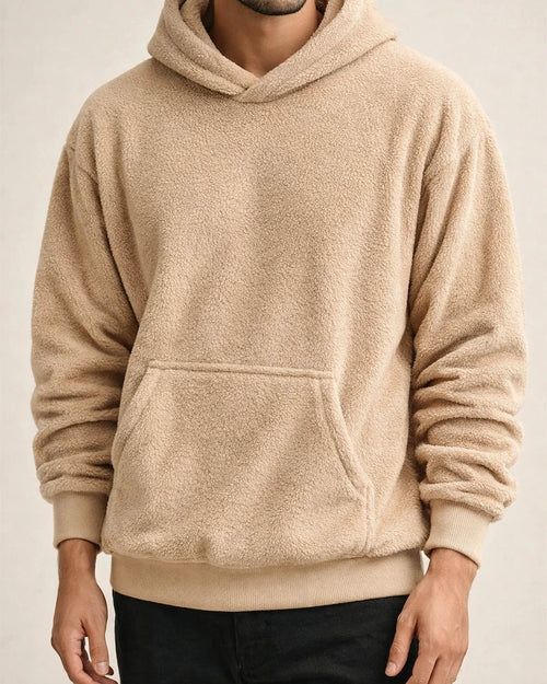 Men's Oversized American-Style Hooded Sweatshirt - Reversible Fleece Loose-Fit Casual Sweatshirt for Fall/Winter | JRSEE:9a134e79-32c8-4038-b13d-eecdc9b1df68