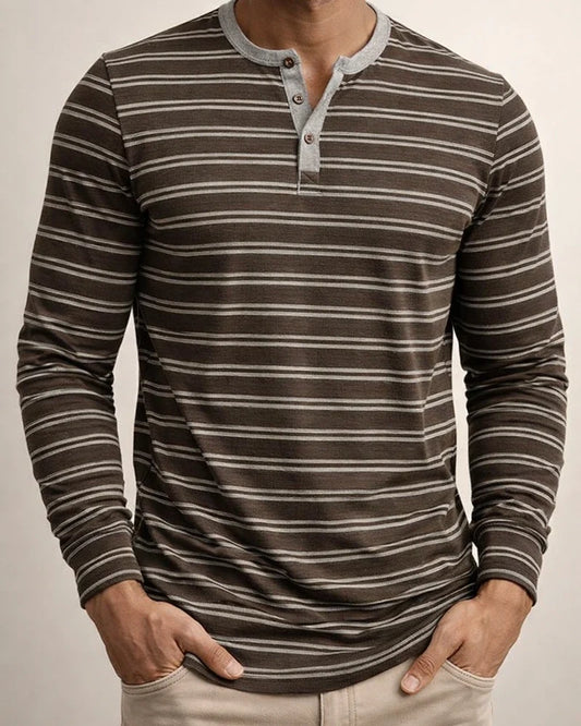 Men's Oversized Long-Sleeve T-shirt for Fall/Winter Men's Striped Henley Top | JRSEE:6ccc7a69-ec5b-4066-9c18-2eba3fe8581c