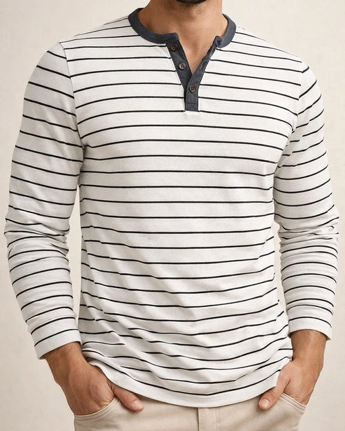 Men's Oversized Long-Sleeve T-shirt for Fall/Winter Men's Striped Henley Top | JRSEE:7ad8887c-8e12-40df-933c-8c2802e6de32