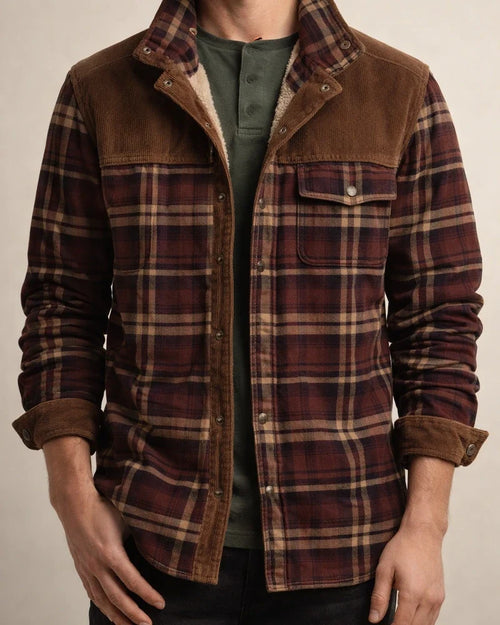 Men's Padded Thickened Long-sleeved Plaid Shirt Warm Fashion Cotton Shirt Jacket | JRSEE:d9ff9962-4467-41a8-a66d-805af12c4ca5