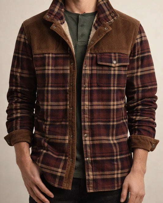 Men's Padded Thickened Long-sleeved Plaid Shirt Warm Fashion Cotton Shirt Jacket | JRSEE:d9ff9962-4467-41a8-a66d-805af12c4ca5