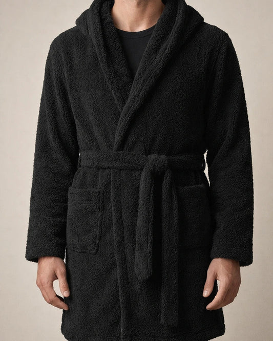 Men's Padded Thickened Warm Long-sleeved Loungewear Casual Simple Comfortable Lapel Hooded Facecloth Bathrobe | JRSEE:232c135a-8718-4249-851e-62258f66b5af