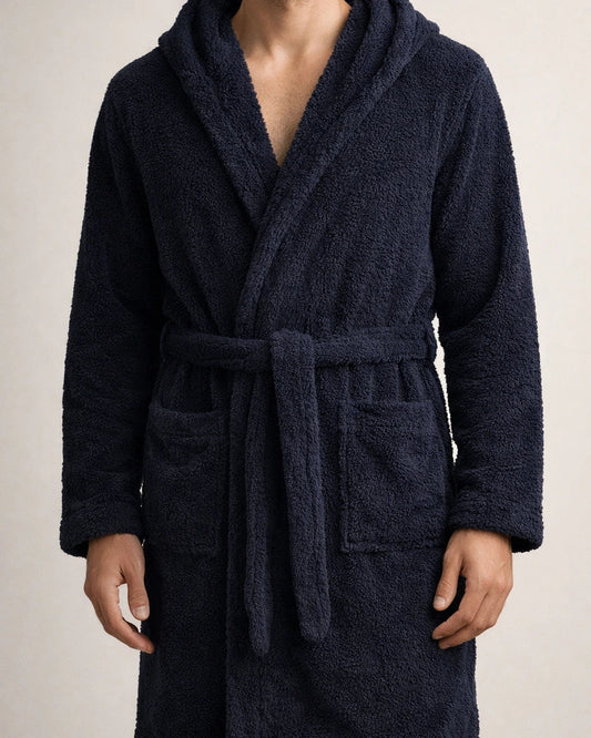 Men's Padded Thickened Warm Long-sleeved Loungewear Casual Simple Comfortable Lapel Hooded Facecloth Bathrobe | JRSEE:b6c4847e-83fc-49df-b516-67417c4d9f82