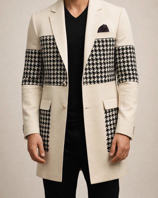 Men's Patchwork Casual Trench Coat | JRSEE:b6c89162-1881-469d-afe4-b48e9f1841ce