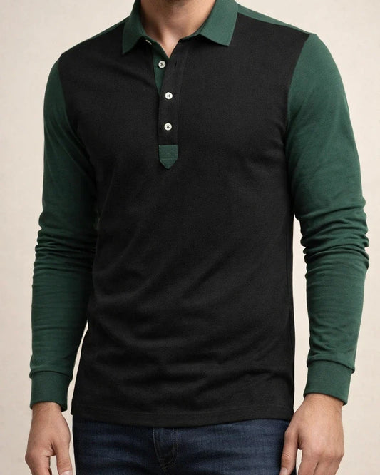 Men's Polo Shirt Autumn and Winter New Fashion Color Blocking Casual Lapel Long-sleeved POLO Shirt Men's Long-sleeved T-shirt | JRSEE:7b5ee14e-ec6f-4068-b475-92193bcf8b70