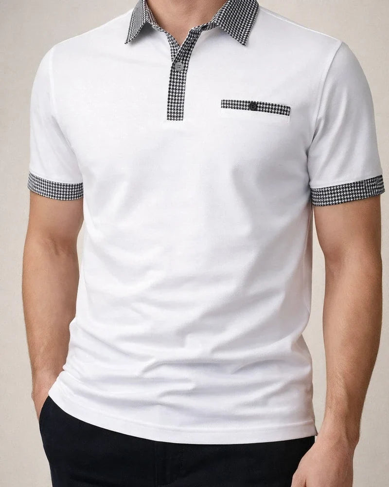 Men's Polo Shirt Golf Shirt Date Vacation Lapel Button Short Sleeves Fashion Plaid / Striped / Chevron / Round Solid / Plain Color Summer Dry-Fit Black White Navy Blue Sky Blue Polo Shirt | JRSEE:0455dd57-c9c6-43be-9c66-fa171ffa7b80