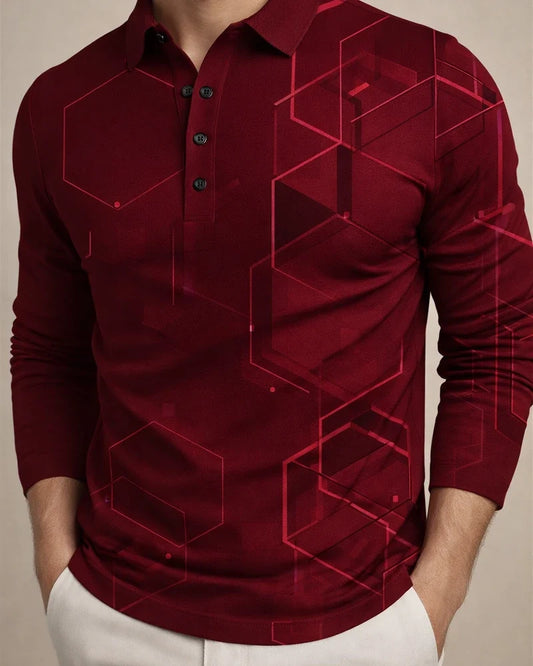 Men's Polo Shirt Golf Shirt Graphic Prints Geometry Turndown Yellow Army Green Red Blue Purple 3D Print Outdoor Street Long Sleeve Button-Down Print Clothing Apparel Fashion Designer Casual Soft | JRSEE:516fa164-7c79-4073-8ffa-9c15555e8a62
