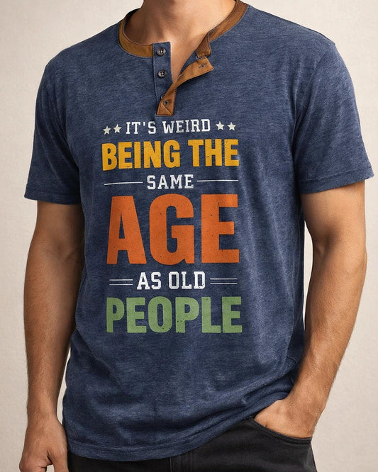 Men's Printing New Letters Short-sleeved Men Henry Retro Short-sleeved T-shirt | JRSEE:b89a252b-83b8-439a-8cad-64ca9146741f
