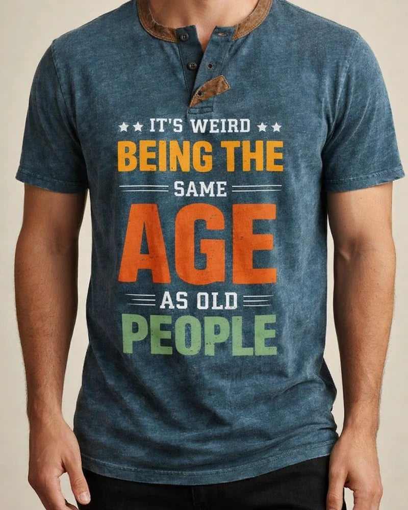 Men's Printing New Letters Short-sleeved Men Henry Retro Short-sleeved T-shirt | JRSEE:b76a6deb-a329-47f1-aa09-d3c4b50e37bf