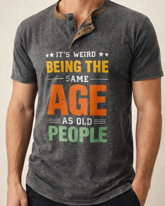 Men's Printing New Letters Short-sleeved Men Henry Retro Short-sleeved T-shirt | JRSEE:32266e2d-2226-4724-bf0d-519ae45d388c