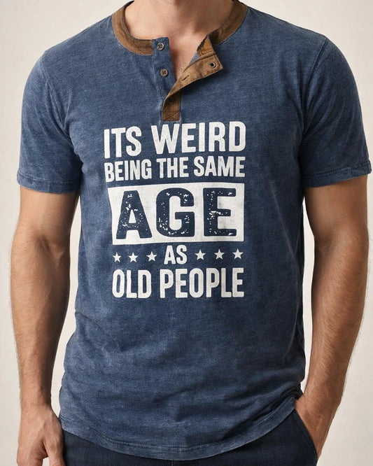 Men's Printing New Letters Short-sleeved Men Henry Retro Short-sleeved T-shirt | JRSEE:4f956fc8-2c66-4fe3-aeee-8698cd3f2a01