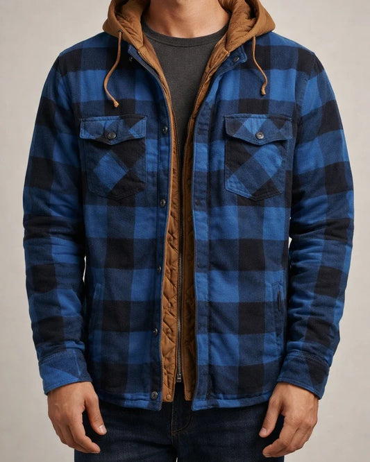 Men's Puffer Jacket Winter Jacket Quilted Jacket Shirt Jacket Winter Coat Warm Casual Plaid / Check Outerwear Clothing Apparel Green Blue Red & White | JRSEE:87cbf78f-4748-4344-9006-ea2befc251d4