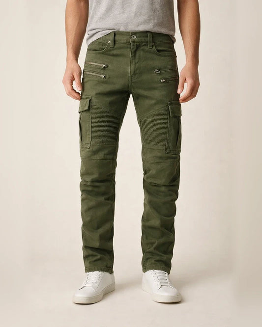 men's retro distressed zipper pleated wear-resistant jeans trousers straight pants slim fit retro style biker jeans pants | JRSEE:1fff2b46-959e-43f0-a20f-f53db546c3dd