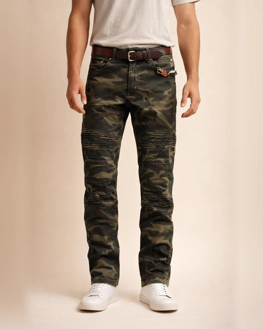 men's retro distressed zipper pleated wear-resistant jeans trousers straight pants slim fit retro style biker jeans pants | JRSEE:043b006a-7408-4a9e-bbbf-97b7513054d2