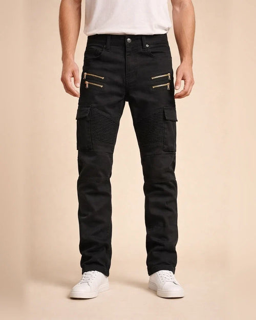 men's retro distressed zipper pleated wear-resistant jeans trousers straight pants slim fit retro style biker jeans pants | JRSEE:a9e2ac20-707c-4377-a55c-0e018fe762a5