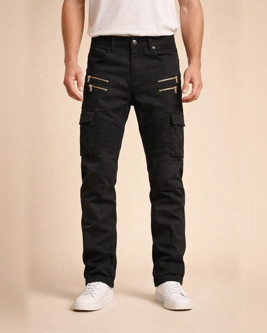 men's retro distressed zipper pleated wear-resistant jeans trousers straight pants slim fit retro style biker jeans pants | JRSEE:a9e2ac20-707c-4377-a55c-0e018fe762a5