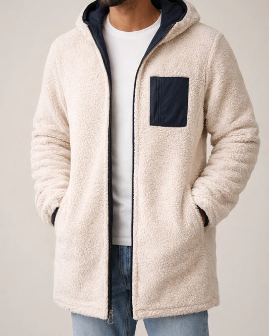 Men's Reversible Double-Faced Hooded Winter Coat with Zipper Color-Blocked Warm Trench Coat | JRSEE:cdbf55bb-7766-414e-865e-aec708f10f57