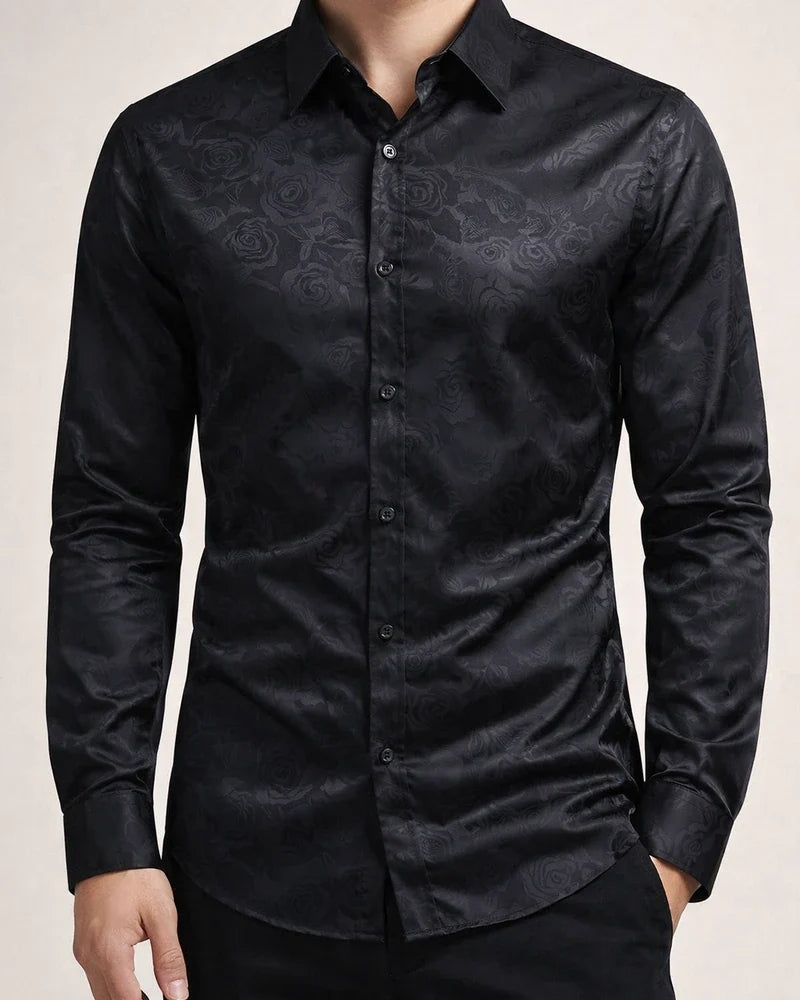 Men's Satin Silk Shirt Prom Shirt Graphic Turndown Silver Black Gold Wine Navy Blue Wedding Party Long Sleeve Button-Down Clothing Apparel Silk Luxury Shiny | JRSEE:8d851399-c0b6-431a-b89c-14b2ebbbdef6