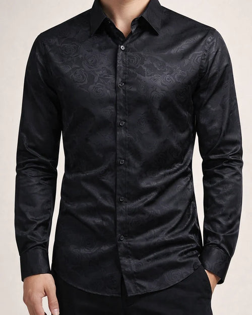 Men's Satin Silk Shirt Prom Shirt Graphic Turndown Silver Black Gold Wine Navy Blue Wedding Party Long Sleeve Button-Down Clothing Apparel Silk Luxury Shiny | JRSEE:8d851399-c0b6-431a-b89c-14b2ebbbdef6