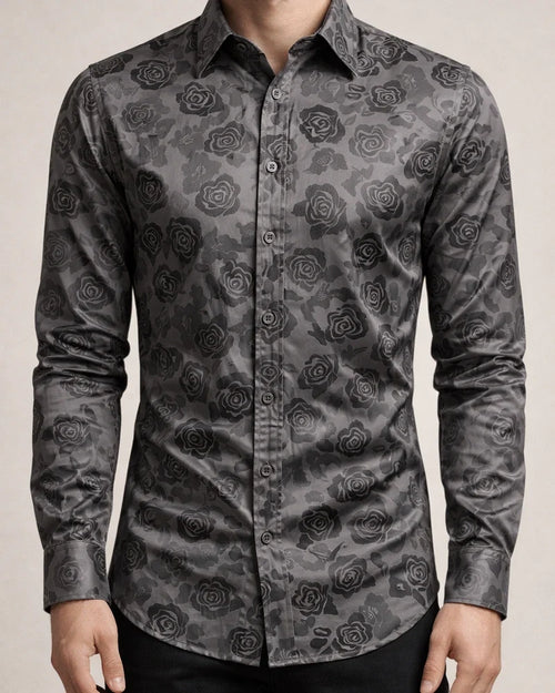Men's Satin Silk Shirt Prom Shirt Graphic Turndown Silver Black Gold Wine Navy Blue Wedding Party Long Sleeve Button-Down Clothing Apparel Silk Luxury Shiny | JRSEE:f2495aa9-569f-4c78-94a4-b20a3562d366