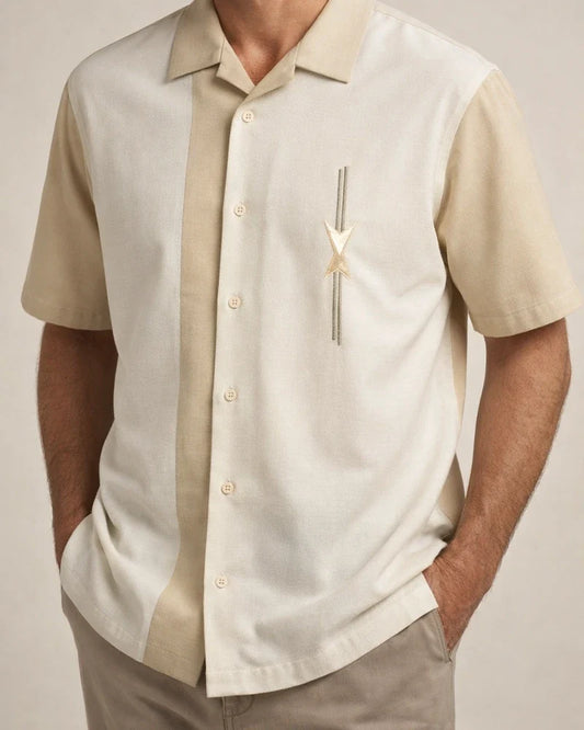 Men's Shirt Bowling Shirt Button Up Shirt Summer Shirt Black Brown Khaki Short Sleeve Color Block Turndown Outdoor Street Button-Down Clothing Apparel Fashion 1950s Casual Breathable | JRSEE:5640b01f-eb8c-4167-97ca-978c7586b384