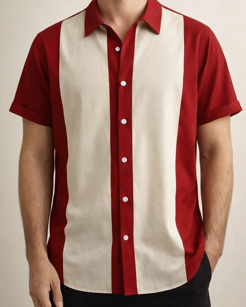 Men's Shirt Bowling Shirt Button Up Shirt Summer Shirt Red Navy Blue Blue Green Short Sleeve Color Block Turndown Outdoor Street Button-Down Clothing Apparel Fashion 1950s Casual Breathable | JRSEE:a2e0b139-7062-4390-86e8-ef945530d6e1