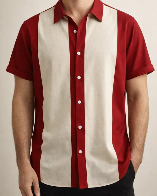 Men's Shirt Bowling Shirt Button Up Shirt Summer Shirt Red Navy Blue Blue Green Short Sleeve Color Block Turndown Outdoor Street Button-Down Clothing Apparel Fashion 1950s Casual Breathable | JRSEE:a2e0b139-7062-4390-86e8-ef945530d6e1