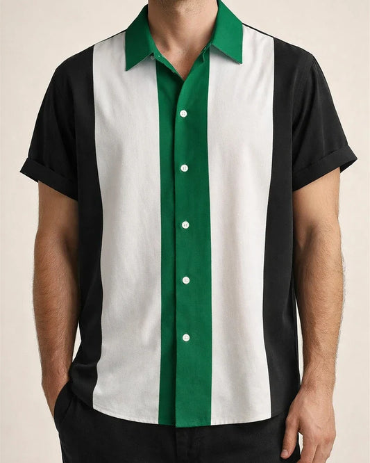 Men's Shirt Bowling Shirt Button Up Shirt Summer Shirt Red Navy Blue Blue Green Short Sleeve Color Block Turndown Outdoor Street Button-Down Clothing Apparel Fashion 1950s Casual Breathable | JRSEE:1d6fb7cc-1840-4add-8312-22df5ea44a17