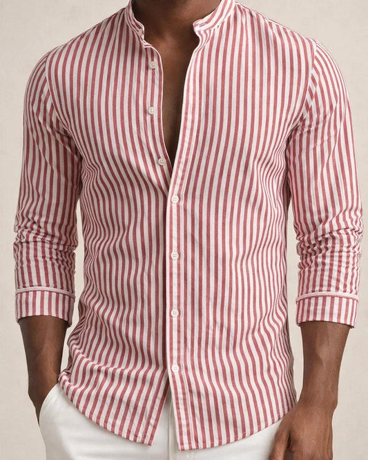 Men's Shirt Button Up Shirt Casual Shirt Summer Shirt Beach Shirt Pink Blue Green Long Sleeve Striped Stand Collar Spring & Summer Hawaiian Holiday Clothing Apparel Print | JRSEE:03d9c05d-4fbe-4e0a-a7ef-315c4d5abda1