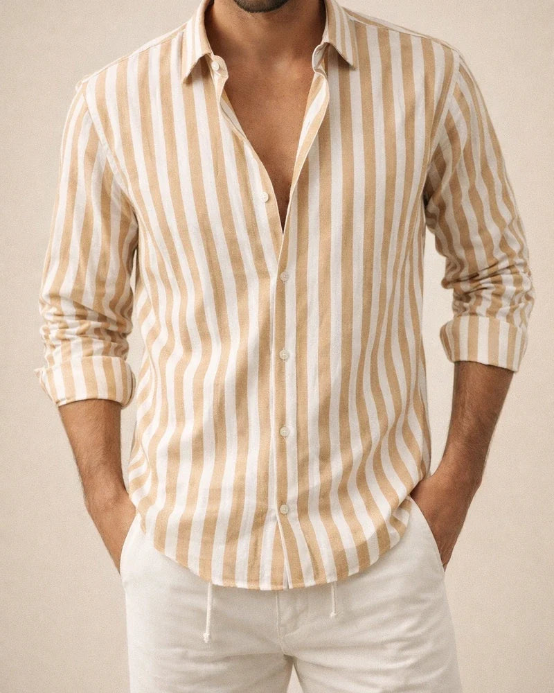 Men's Shirt Button Up Shirt Casual Shirt Summer Shirt Beach Shirt Yellow Pink Blue Sky Blue Green Long Sleeve Striped Lapel Street Vacation Print Clothing Apparel Fashion Leisure Hawaiian | JRSEE:543aa89a-9a5a-4448-a6fa-13f95ded37c1
