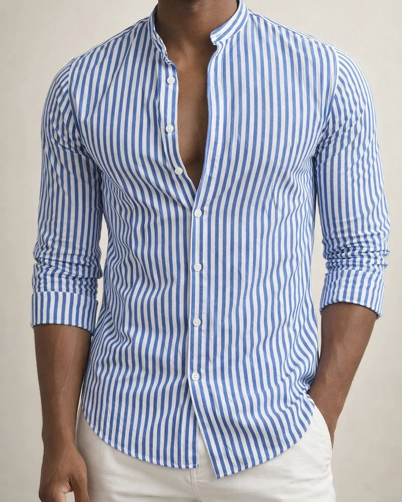 Men's Shirt Button Up Shirt Casual Shirt Summer Shirt Beach Shirt Pink Blue Green Long Sleeve Striped Stand Collar Spring & Summer Hawaiian Holiday Clothing Apparel Print | JRSEE:b1255861-211e-4f34-9f29-73e6dcabb421