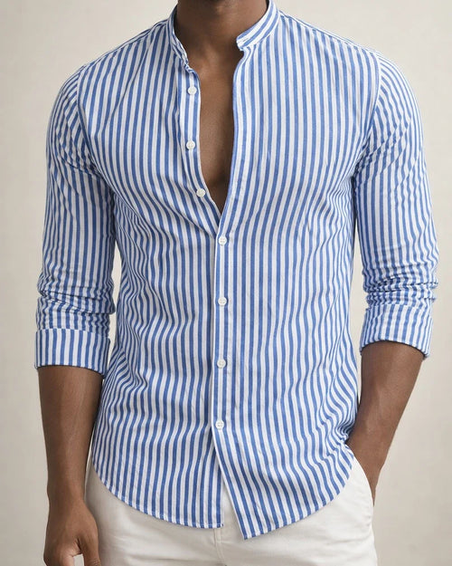 Men's Shirt Button Up Shirt Casual Shirt Summer Shirt Beach Shirt Pink Blue Green Long Sleeve Striped Stand Collar Spring & Summer Hawaiian Holiday Clothing Apparel Print | JRSEE:b1255861-211e-4f34-9f29-73e6dcabb421