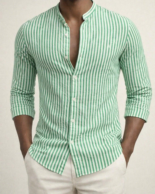 Men's Shirt Button Up Shirt Casual Shirt Summer Shirt Beach Shirt Pink Blue Green Long Sleeve Striped Stand Collar Spring & Summer Hawaiian Holiday Clothing Apparel Print | JRSEE:bb17a4d2-7e18-477b-9c78-cd2385d6490f