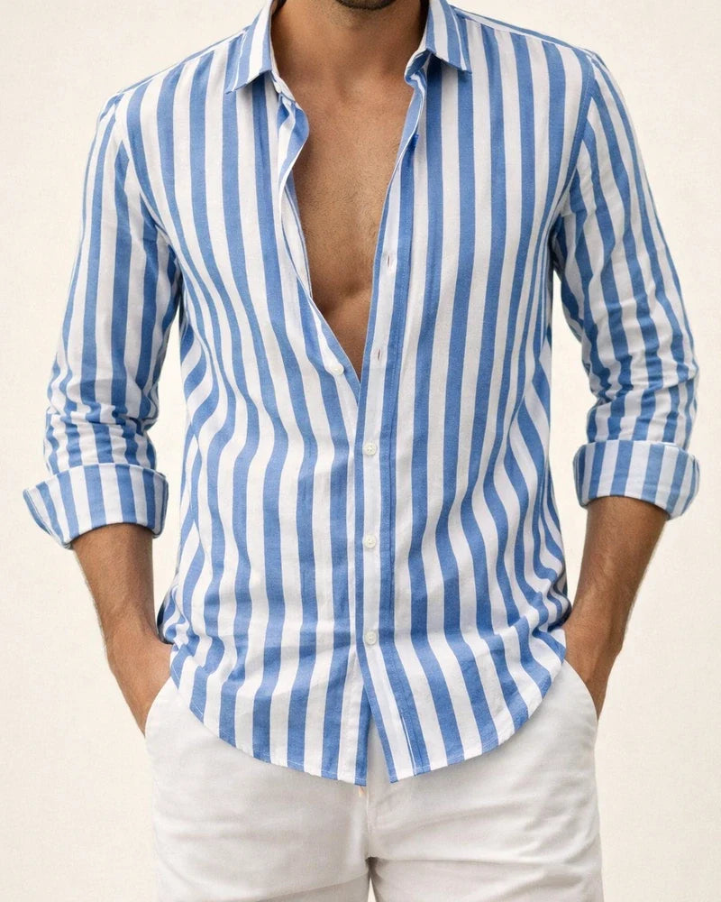 Men's Shirt Button Up Shirt Casual Shirt Summer Shirt Beach Shirt Yellow Pink Blue Sky Blue Green Long Sleeve Striped Lapel Street Vacation Print Clothing Apparel Fashion Leisure Hawaiian | JRSEE:57d5da8f-997e-45fb-b1a7-8aff9c7ef8c5