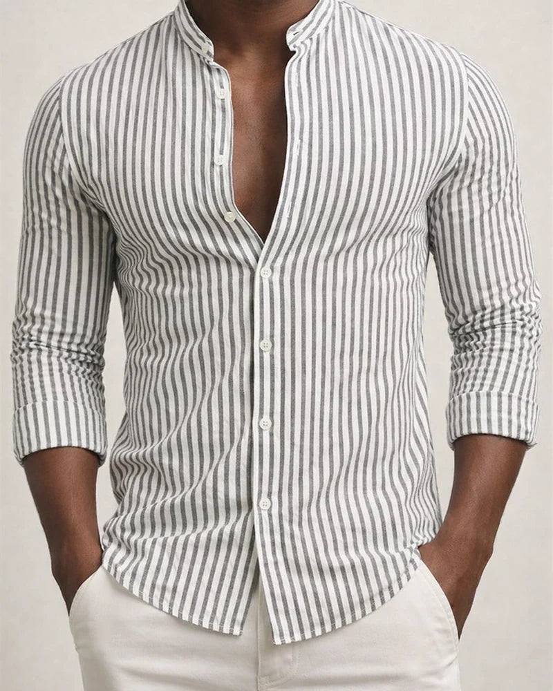 Men's Shirt Button Up Shirt Casual Shirt Summer Shirt Beach Shirt Pink Blue Green Long Sleeve Striped Stand Collar Spring & Summer Hawaiian Holiday Clothing Apparel Print | JRSEE:d68f4a14-0d52-4fd0-b3a5-6f81c9b252b2