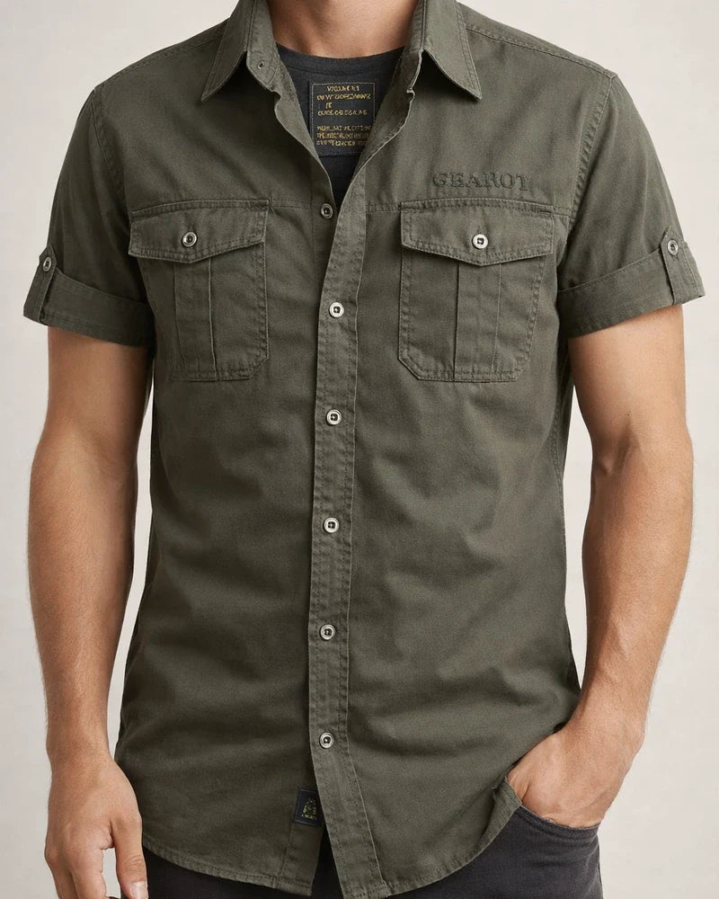 Men's Shirt Button Up Shirt Casual Shirt Summer Shirt Beach Shirt White Navy Blue khaki Army Green Short Sleeve Plain Lapel Daily Vacation Embroidered Clothing Apparel Fashion Casual Comfortable | JRSEE:44cfc5a0-34a2-41c3-a8a3-49e2962bdbbd