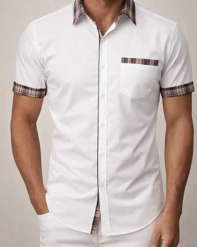 Men's Shirt Button Up Shirt Summer Shirt Black White Pink Red Blue Short Sleeve Color Block Plaid / Check Turndown Street Casual Button-Down Clothing Apparel Sports Fashion Classic Comfortable | JRSEE:313c240b-f67f-47e2-b9a8-869c928a1d6d