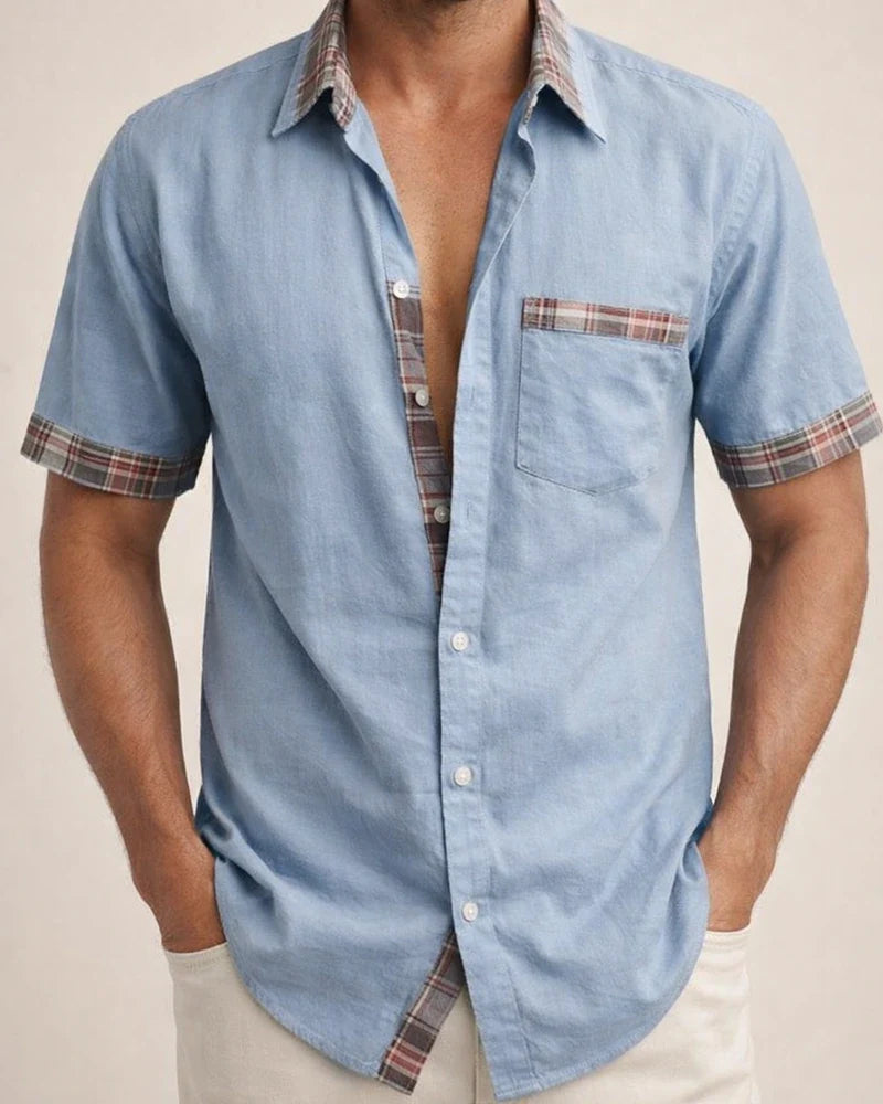 Men's Shirt Button Up Shirt Summer Shirt Black White Pink Red Blue Short Sleeve Color Block Plaid / Check Turndown Street Casual Button-Down Clothing Apparel Sports Fashion Classic Comfortable | JRSEE:f598d3e0-586e-49d6-ac51-356e49c08a33