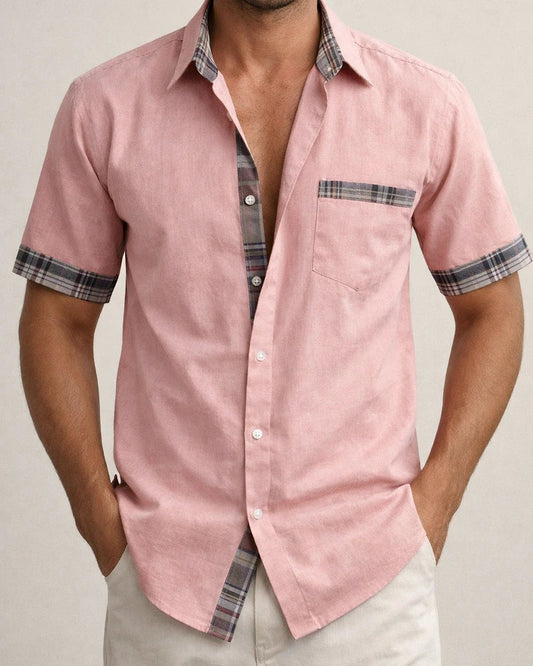 Men's Shirt Button Up Shirt Summer Shirt Black White Pink Red Blue Short Sleeve Color Block Plaid / Check Turndown Street Casual Button-Down Clothing Apparel Sports Fashion Classic Comfortable | JRSEE:f0ecdffe-06c4-479e-98b9-8c0e710999f5
