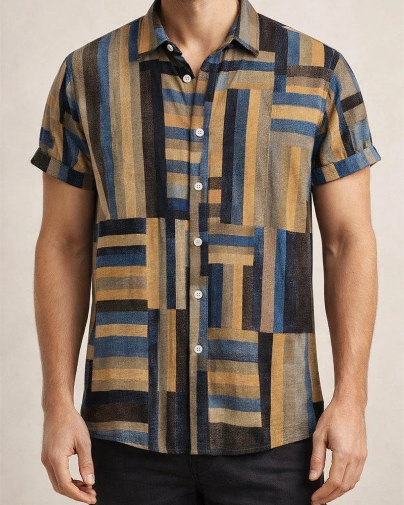 Men's Shirt Button Up Shirt Summer Shirt Casual Shirt Light Yellow Yellow Pink Red & White Orange Short Sleeve Striped Turndown Street Daily Print Clothing Apparel Stylish Casual Classic | JRSEE:a81379f4-5f23-4013-970c-6d476e791d73