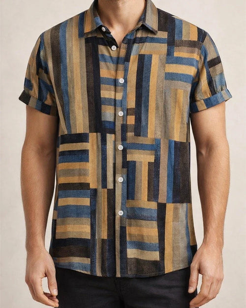 Men's Shirt Button Up Shirt Summer Shirt Casual Shirt Light Yellow Yellow Pink Red & White Orange Short Sleeve Striped Turndown Street Daily Print Clothing Apparel Stylish Casual Classic | JRSEE:a81379f4-5f23-4013-970c-6d476e791d73