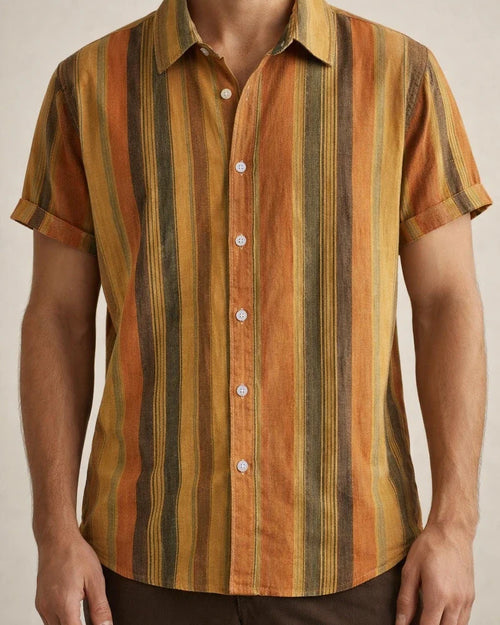 Men's Shirt Button Up Shirt Summer Shirt Casual Shirt Light Yellow Yellow Pink Red & White Orange Short Sleeve Striped Turndown Street Daily Print Clothing Apparel Stylish Casual Classic | JRSEE:92c4ccb9-f0e2-4212-845d-527edc943170
